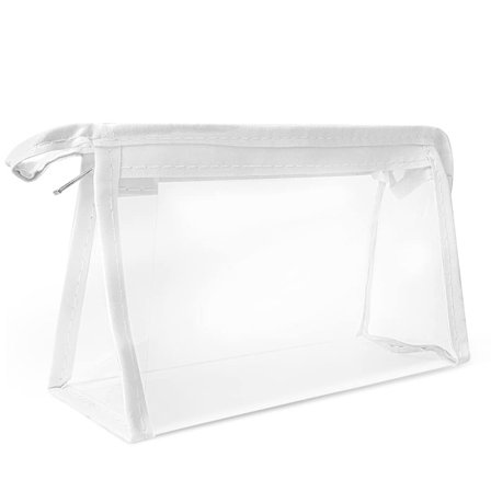 Gennemsigtig penalhus, stort penalhus til eksamen Vandtæt PVC penne blyant taske til drenge piger, hvid