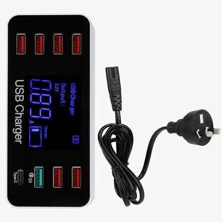 Nopea lataus 7 USB Smart USB Hub QC3.0 + USB-latausasema LED-valolla