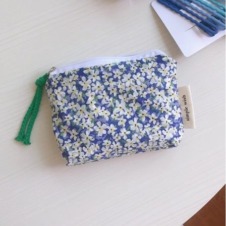 Mini sminkepung i bomull, liten glidelås, blomstermønster, innvendige organiseringsvesker for kvinner, barn, stoff, små myntvesker, lommebøker