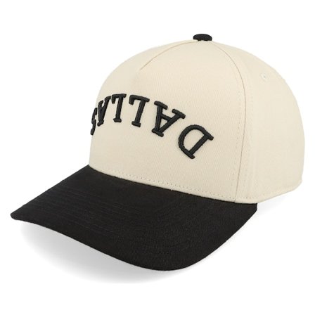 Iconic - Dallas Upside Down 3d Stone/Black A-frame Trucker Adjustable Beige Cap - @ Hatstore