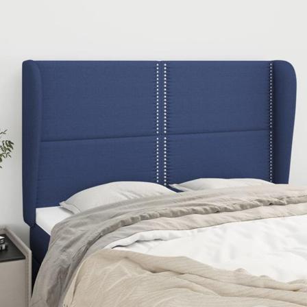 Vidaxl Huvudgavel Med Kanter Blå 147x23x118/128 Cm Tyg Blå