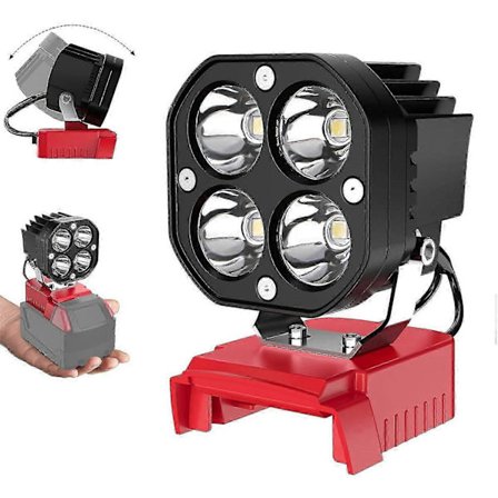 LED Arbetslampa för 18V Batteri, 40W 6000LM Ficklampa, LED Flood Light, 18V Batteridriven Sladdlös Arbetslampa