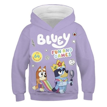 2024 Ny Blå Blå Blå Bingo Söt Pojkar Hoodie Realistisk 3D Tryckt Grafisk Huvtröja Flicka