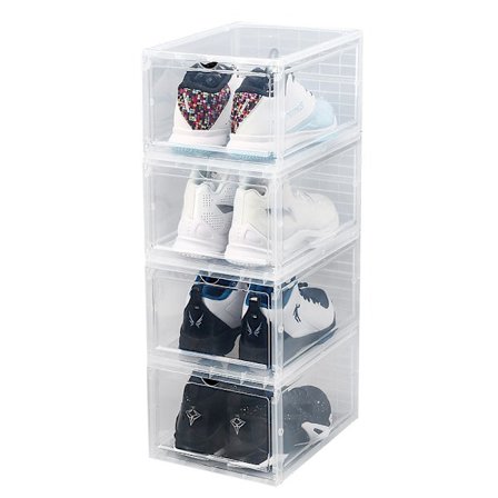 Boot Shoe Plast Förvaring Transparent Box Stapelbar Case Drawer Organizer Hem