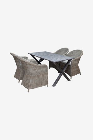 LifestyleGarden - Bord 150 cm og 4 stk Mercury-stoler - Grå - Spisegrupper - Fra Homeroom