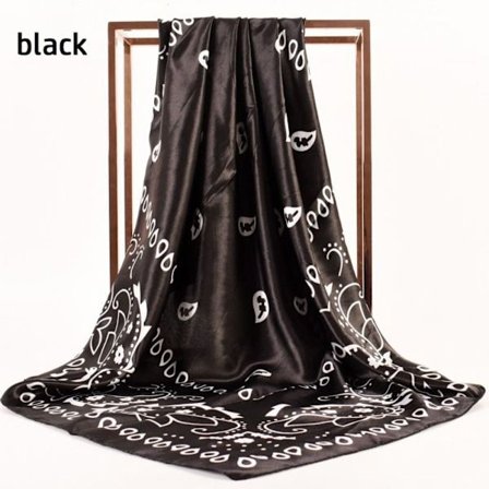 Muslimske sjal Silkeskjerf SVART