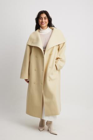 NA-KD Manteau long à double boutonnage - Vestes d'Hiver - Jaune - EU 36