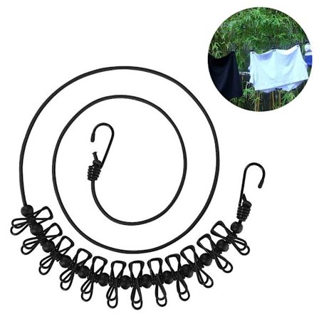 Bærbar reisesnor, justerbar elastisk reise camping uttrekkbar klessnor for utendørs og innendørs bruk