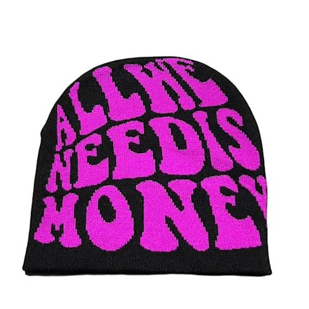 Strikkehue Hue Beanie Bonnet SORT&LILLA