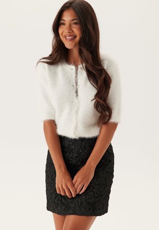 BUBBLEROOM - Short Sleeve Fluffy Knitted Cardigan - M