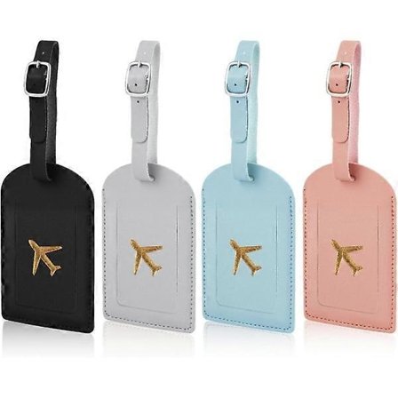 4 kpl Matkatavaralaput, PU-nahkainen matkatavaralappu säädettävällä hihnalla Matkalaukun laput Matkatavaralaput kannella Matkatavaralaput (4 väriä)