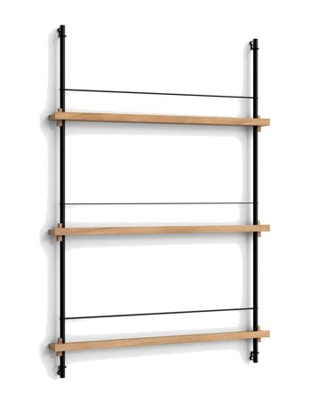 MOEBE Box Set, Magazine Shelving Ms.115.1, Oak Shelves, Black Legs (Fsc Mix Credit) - Black - H:115CM