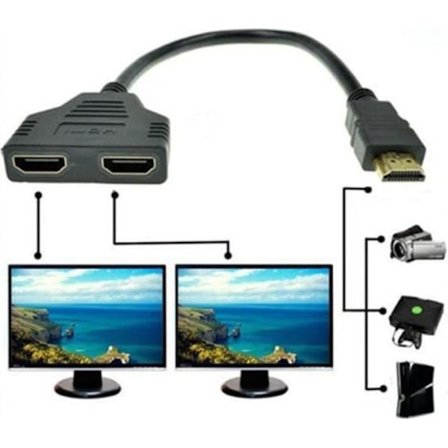 1080P HDMI Han til 2 Hun Porte, 1 Ind 2 Ud Splitter Kabel Adapter Konverter HDMI 171215