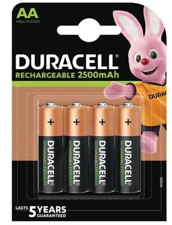 Uppladdningsbara Duracell AA batterier 2500mAH