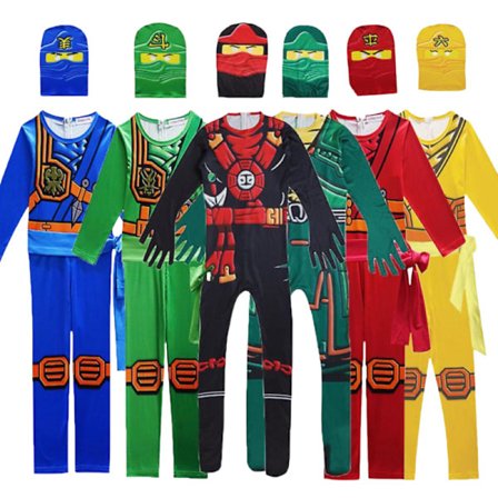 Hetsiga Ninja Cosplay Kostumer Drenge Jumpsuits Sæt Halloween Julefest Tøj Ninja Superhelt Streetwear Kostumer Grøn 9-10T