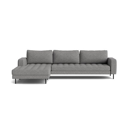 Rouge XL chaiselong sofa, venstrevendt - Monza Grå - 310x185x89cm - Blød komfort, vendbare hynder & pulverlakerede ben - Sofa med 110cm bred 