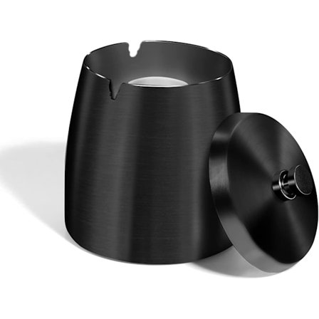 Sort-lukket indendørs udendørs askebæger originalt stort design askebæger