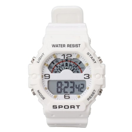 Sport Herre Digital Kronograf Remmeklokke Klassisk Vintage Kvadratisk Herre Digital Klokke WR50M Vanntett Hvit