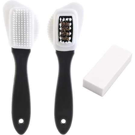 Ruskindssko børste, 2 stk. ruskindbørste, multifunktionel børste til rengøring af ruskindssko og tasker, ruskindskreppbørste til skorensning og -pleje