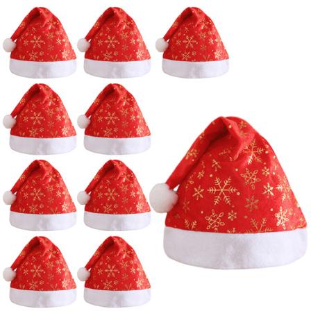 10-pack plysch tomteluva, snöiga julhattar för kvinnor och män