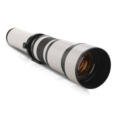 Suuri aukko 650-1300 mm F8.0-F16 teleobjektiivi T2-kiinnityssovitinrenkaalla ja objektiivin säilytyspussi DSLR-kameroita varten