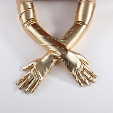 Stretch PU Leather Skinny Long Glove Punk Rock Hip Hop Jazz Dis