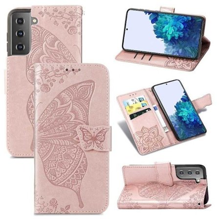 Samsung S22 lompakkokotelo PU-nahkainen 4-POCKET Motif Butterfly
