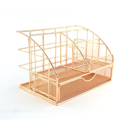 Skrivebordsarrangør med skuffe, kontorbords penneholder med 5 rum