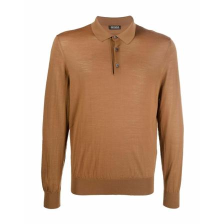 Z Zegna, Long Sleeve Tops Bruin, Heren, Maat:M