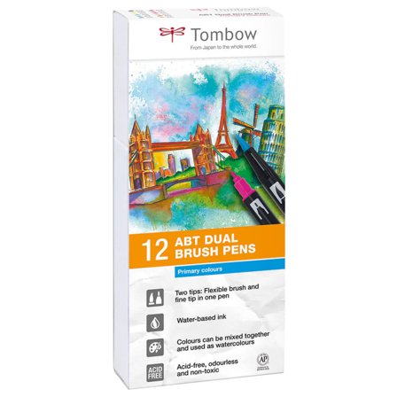 Tombow ABT Dual Brush pen 12-set Primary