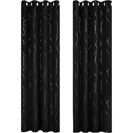 Set med 2 Halloween mörkläggningsgardiner Svart Termisk isolerad Anti