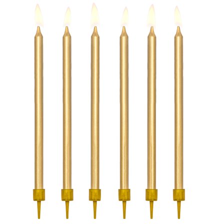 Tårtljus Guld 12,5cm 12-pack - Kalaslagret.se