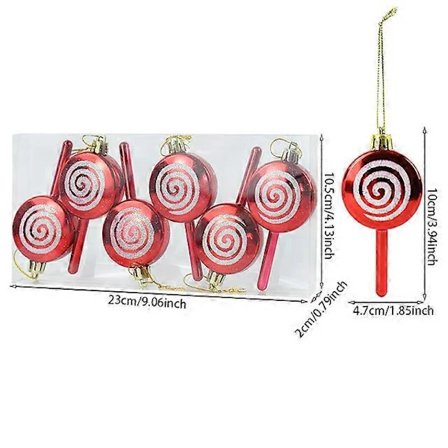6 st Julgransdekorationer Godis Käppar Röda Lollipop Julgranskulor Hängande Dekorationer för Heminredning Nyår 2024 Navidad Gåvor A03