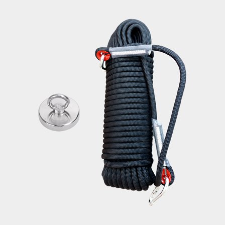 Kit para pesca magnética NOCK Caça ao Tesouro Base, íman de neodímio unilateral (Ø75 mm / capacidade de elevação 320 kg) + trava de rosca, 5 ml + cabo