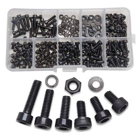 Hylshuvudsbultar M3 Bultar och Muttrar Kit, Triomphe Platta Brickbultar och Muttrar Sortiment med Förvaringslåda 300st