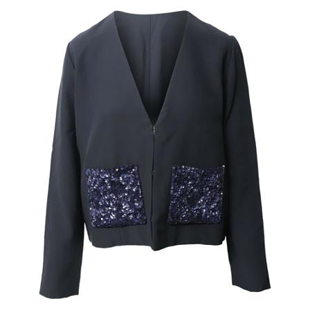 Chloé, Sequined Pocket Detail Blazer Czarny, Kobieta, Rozmiar: M