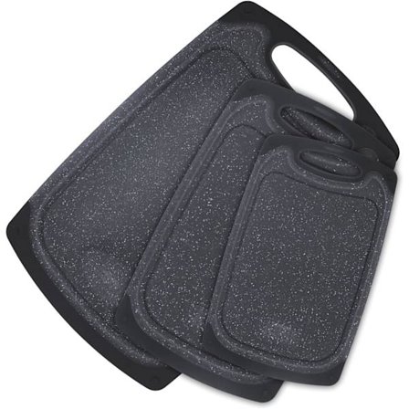 Extra Stor Köks skärbräda (Set med 3), Professionella Skärbrädor Set, Diskmaskinsäkra Skärbrädor med Saftfåror & Bärhandtag