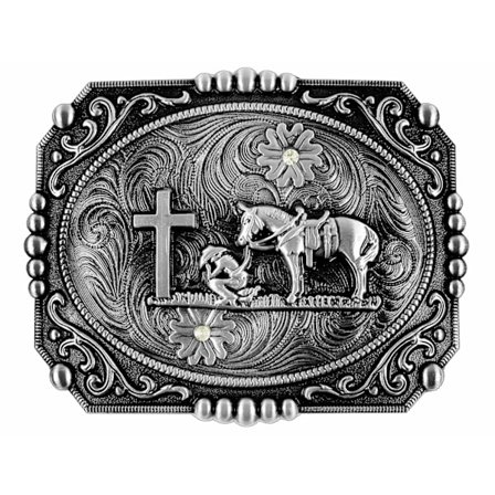 Cowboy Kneeling Prayer And Horse Design Belt Buckles