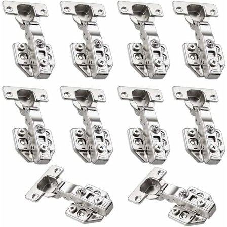 Soft Close Hængsler til Køkkenskabe 35mm, Fuld Overlap med Monteringsskruer til Skabslåger, 10 stk