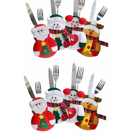 8-pak Bestikholder Julemand / Julemand / Rensdyr Julebestikholder Bestik Bestik Servietlomme Julebordsdekoration