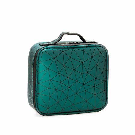 Kosmetiktaske Bærbar Rejse Makeup Taske, Professionel Makeup Organizer Vandtæt Makeup Taske PU Læder Diamantform Mønster (Grøn) Grøn