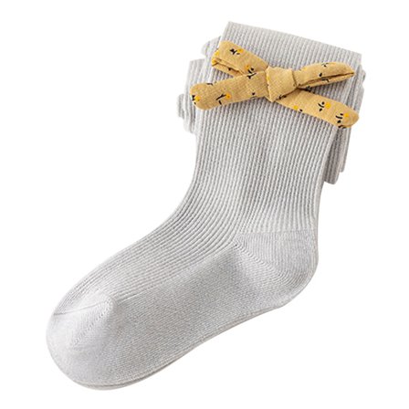 Børnefarvede sløjfe varme strømpebukser til piger, daglig dans, grå M, højde 85-95 cm, 33,5-37,4 tommer