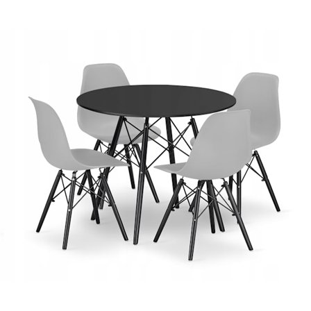 Valora KOVA 80 Bordsset Modern Svart Rund Matsal x4