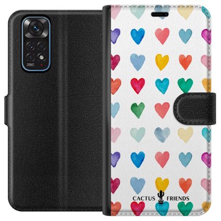 Yhteensopiva Lompakkokotelo Xiaomi Xiaomi Redmi Note 11 Cactus and Friends - Watercolor Love Grid