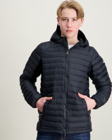 Columbia Powder Pass Hooded Jacket Grau Jacken Jungen - Kids Brand Store