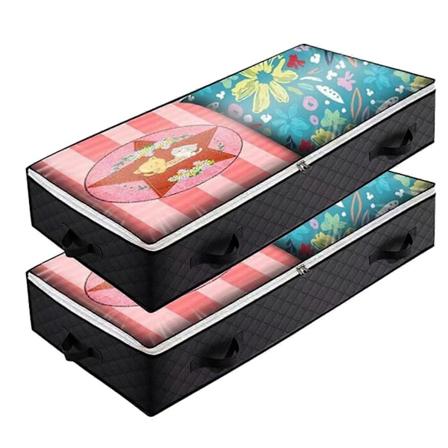 K ytt kelpoinen vahvistettu s ngynalustan s ilytyskassi, suuri kapasiteetti, vauvan vaatteille, peittoille black 15 high two pack