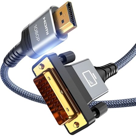 HDMI A till DVI-adapterkabel, höghastighets guldpläterad Plug and Play dubbelriktad nylonfläta 1080p, DVI till HDMI-adapter
