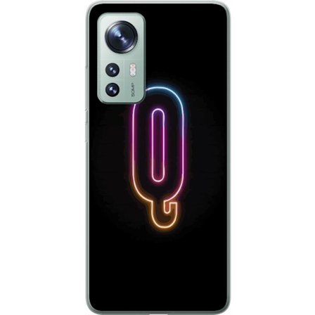 Kompatibel Mobilcover til Xiaomi Xiaomi 12 Minimalistisk neonbogstav Q i lyse farver mod mørk baggrund