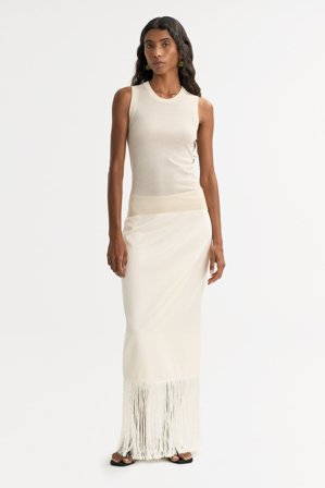 Soft Goat - Fringe skirt - Kaschmirrock - L - Feather White