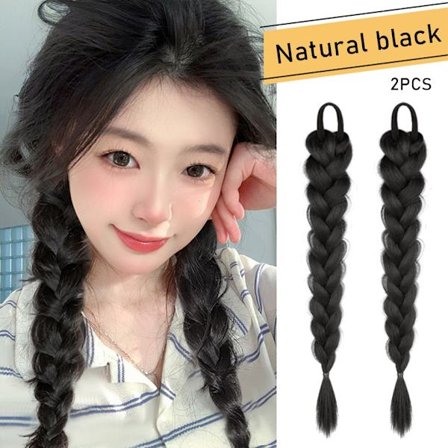 Syntetisk Long Twist Braid Hästsvansförlängningar med gummiband 18 tums boxning flätade hårförlängningar för kvinnor Daglig användning